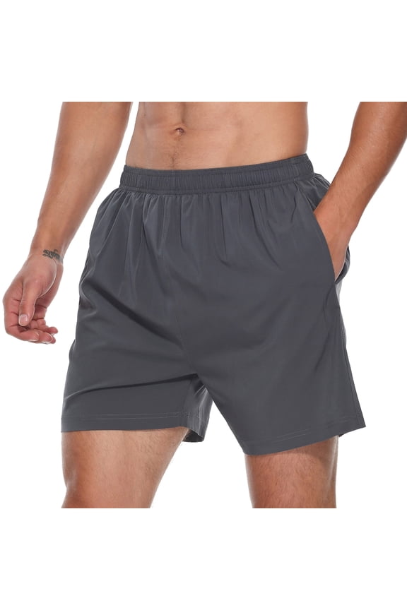 Men's 5" Workout Running Shorts Gray Quick Dry Athletic Shorts With Pockets