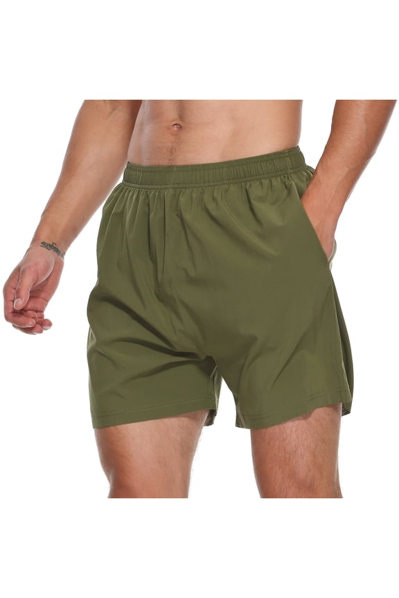 Men's 5" Workout Running Shorts Green Quick Dry Athletic Shorts With Pockets