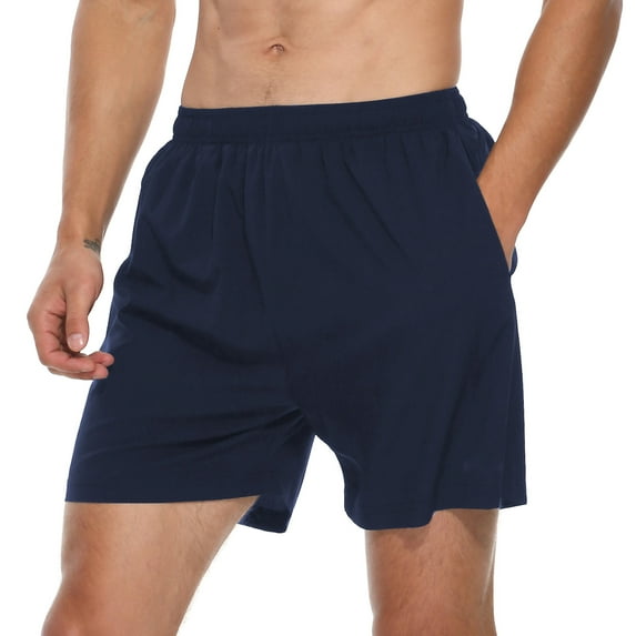 FEDTOSING Men's 5" Workout Running Shorts Navy Quick Dry Athletic Shorts With Pockets