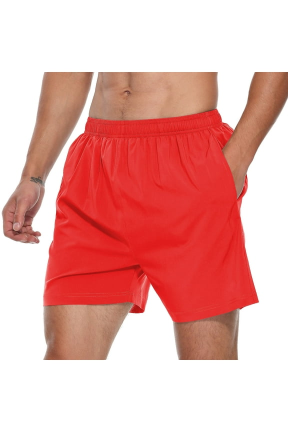 Men's 5" Workout Running Shorts Red Quick Dry Athletic Shorts With Pockets