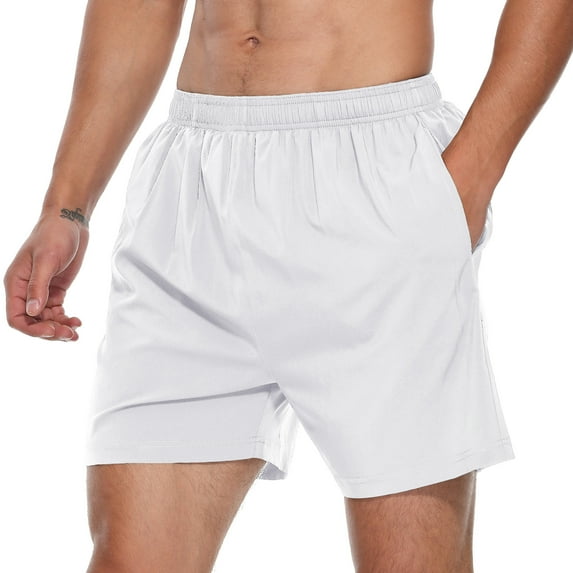 FEDTOSING Men's 5" Workout Running Shorts White Quick Dry Athletic Shorts With Pockets