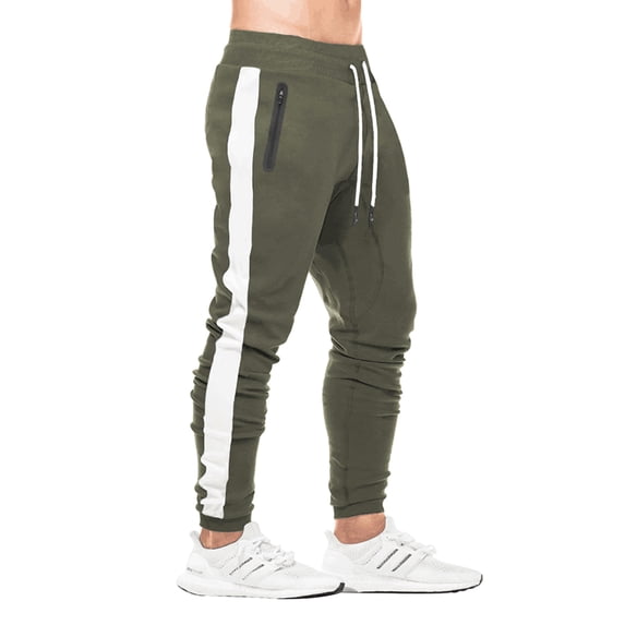 FEDTOSING Men's Gym Sweatpants Drawstring Green Running Joggers Trackpants with Zipper Pockets