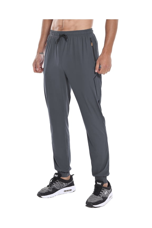 Men's Joggers Pants Running Workout Athletic Quick Dry Tapered Pant Gray,up to Size 3XL