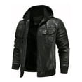 thumbnail image 1 of FEDTOSING Men’s Leather Jacket and Coats Casual Stand Collar Vintage PU Faux Leather Zip-Up Motorcycle Bomber Jacket With Removable Hood Yellow 3XL, 1 of 6