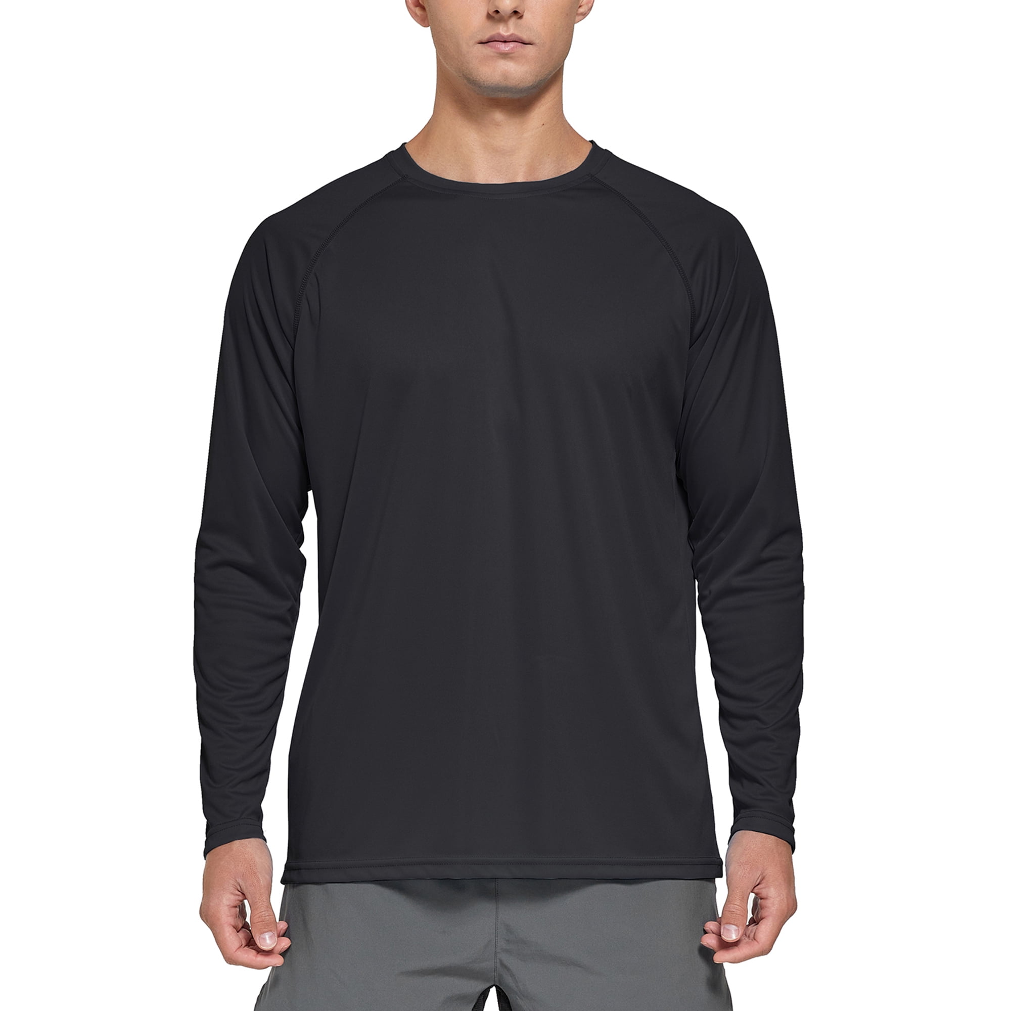 FEDTOSING Men's UPF 50+ Long Sleeve Shirts Sun Protection SPF/UV Fishing  Hoodie T-Shirts Black