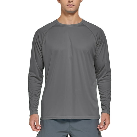 FEDTOSING Men's UPF 50  Long Sleeve Shirts Sun Protection SPF/UV Fishing Hiking T-Shirts Gray