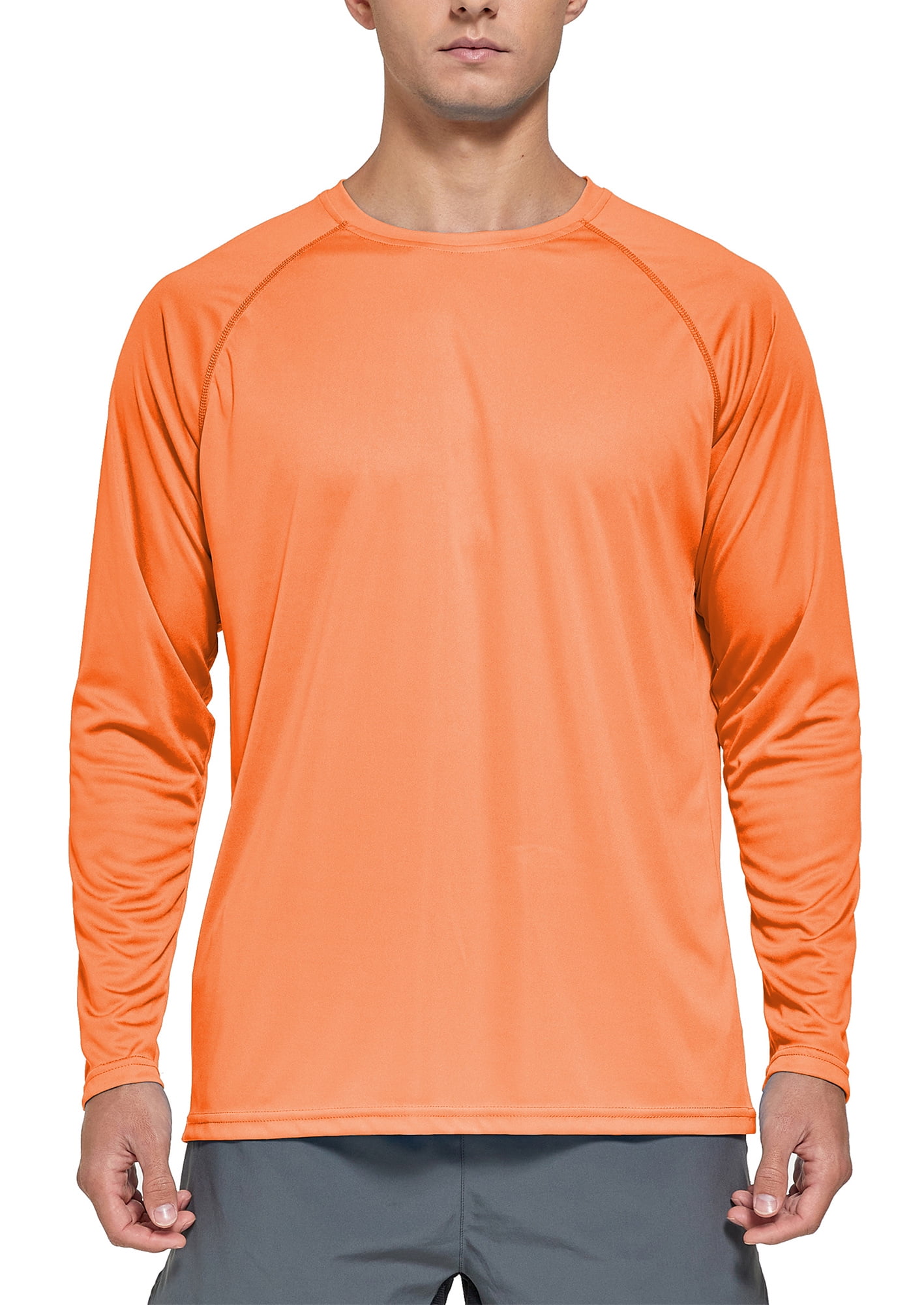 FEDTOSING Men's UPF 50+ Long Sleeve Shirts Sun Protection SPF/UV Fishing  Hiking T-Shirts Orange 