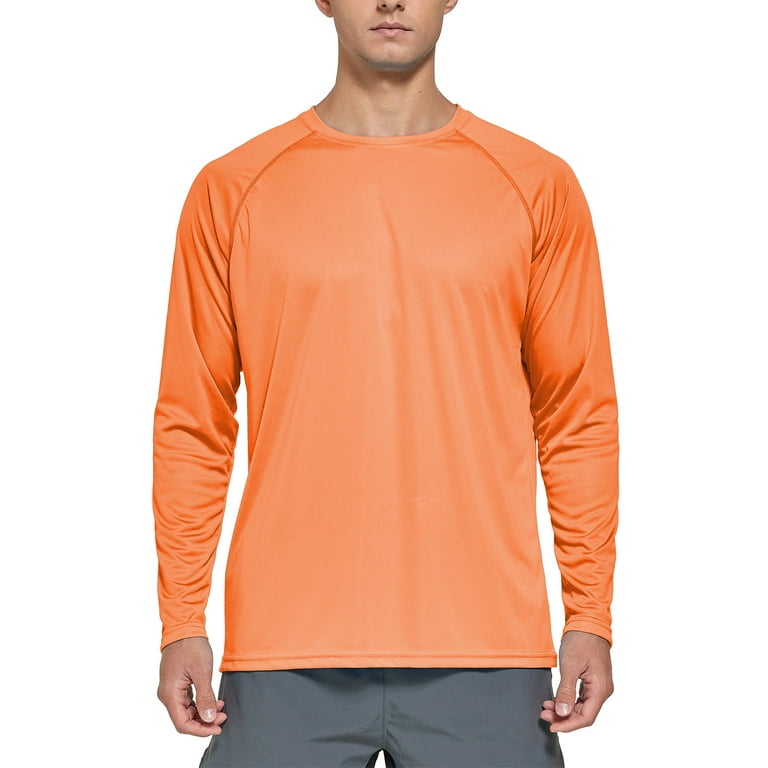 FEDTOSING Men's UPF 50+ Long Sleeve Shirts Sun Protection SPF/UV Fishing  Hiking T-Shirts Orange