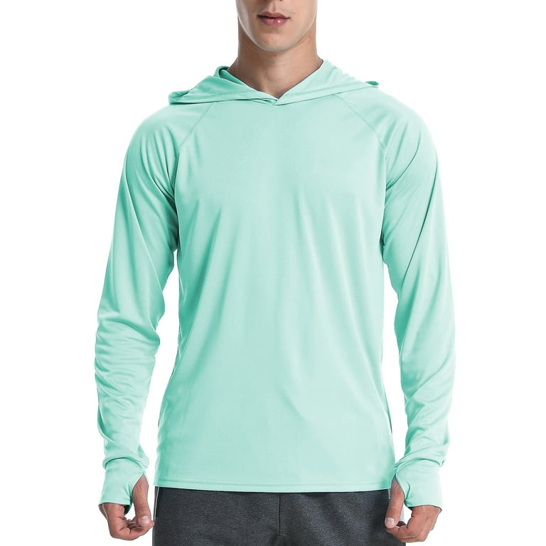 FEDTOSING Men's UPF 50+ Long Sleeve Shirts Sun Protection SPF/UV Fishing  Hoodie T-Shirts Green
