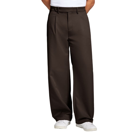 FEDTOSING Mens Casual Dress Pants Old Money Pleated Baggy Wide Leg Trousers