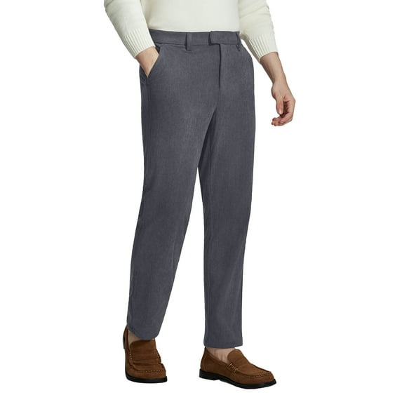 FEDTOSING Mens Corduroy Pants Classic Fit Stretch Dress Pants Vintage Business Slacks Trousers