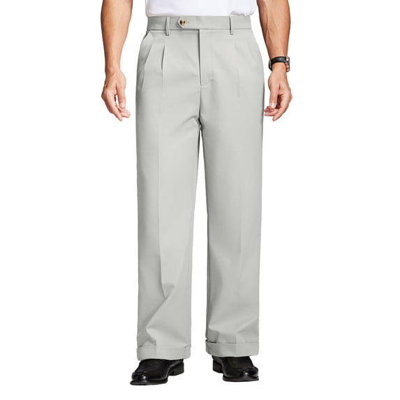 FEDTOSING Mens Cuffed Wide Leg Dress Pants Double Pleated Casual Work Slacks