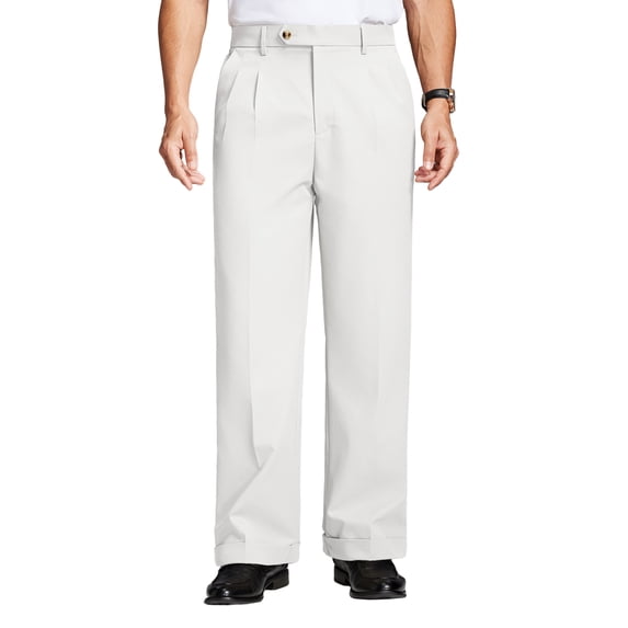 FEDTOSING Mens Cuffed Wide Leg Dress Pants Double Pleated Casual Work Slacks