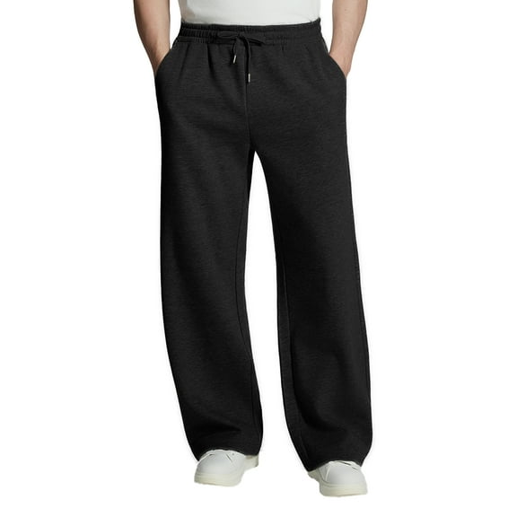 FEDTOSING Mens Fleece Lined Baggy Sweatpants Winter Wide Leg Comfy Elastic Waist Oversize Track Pants