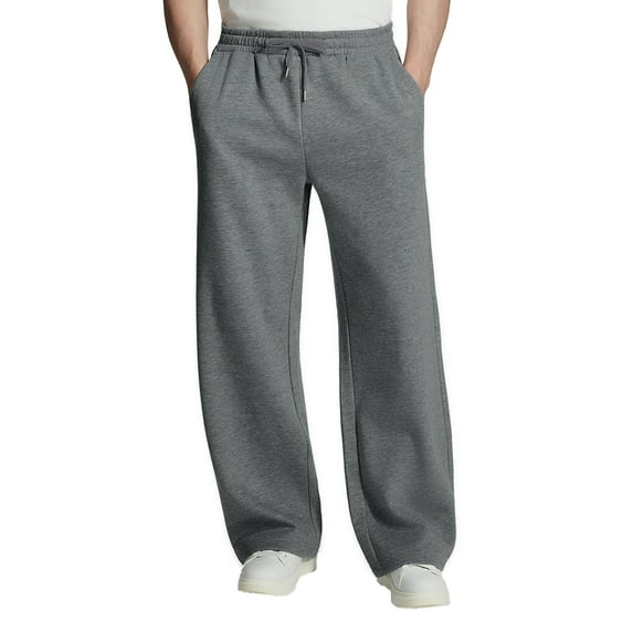 FEDTOSING Mens Fleece Lined Baggy Sweatpants Winter Wide Leg Comfy Elastic Waist Oversize Track Pants