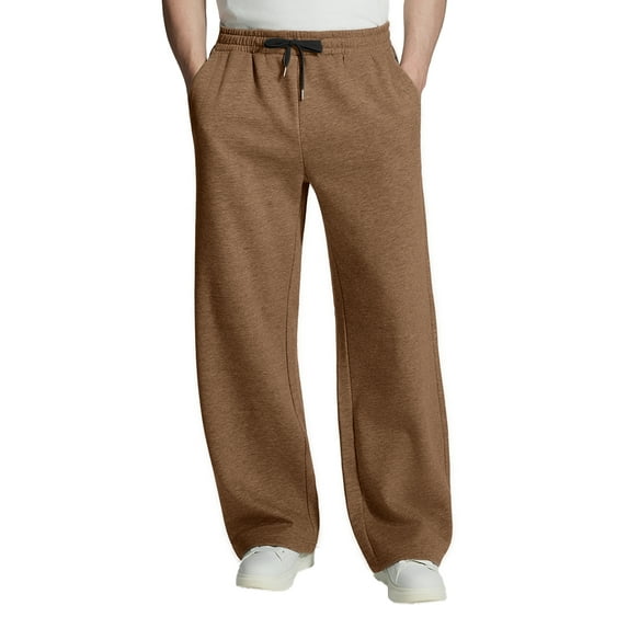 FEDTOSING Mens Fleece Lined Baggy Sweatpants Winter Wide Leg Comfy Elastic Waist Oversize Track Pants