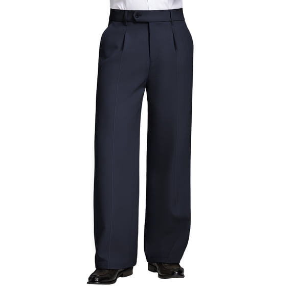 FEDTOSING Mens Fleece Lined Dress Pants Old Money Baggy Wide Leg Pleated Warm Heavyweight Trousers