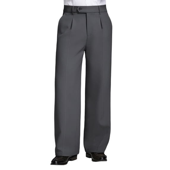 FEDTOSING Mens Fleece Lined Dress Pants Old Money Baggy Wide Leg Pleated Warm Heavyweight Trousers
