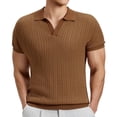 thumbnail image 1 of FEDTOSING Mens Knit Shirts Old Money Textured Short Sleeve V Veck Polo Sweater Summer Casual Shirt, 1 of 5
