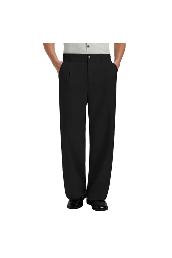Mens Linen Casual Dress Pants Old Money Pleated Baggy Slacks Wide Leg Relaxed Fit Trousers