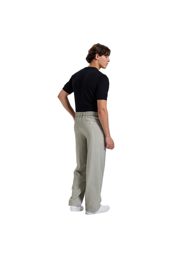 Mens Linen Casual Pleated Dress Pants Old Money Wide Leg Baggy Relaxed Fit Trousers