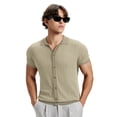 thumbnail image 1 of FEDTOSING Mens Old Money Knitted Shirts Short Sleeve Cardigan Button Down Polo, 1 of 6