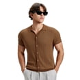 thumbnail image 1 of FEDTOSING Mens Old Money Knitted Shirts Short Sleeve Cardigan Button Down Polo, 1 of 7