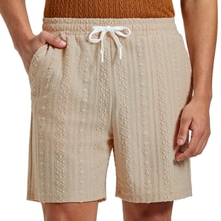 FEDTOSING Mens Textured Shorts 7" Casual Elastic Waist Drawstring Beach Summer Stretch Short with Pockets