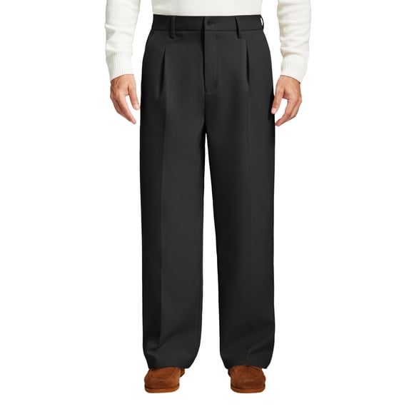 FEDTOSING Mens Wide Leg Fleece Lined Dress Pants Old Money Baggy Elastic Waist Relaxed Trousers