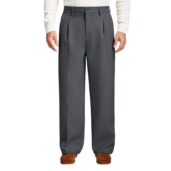 FEDTOSING Mens Wide Leg Fleece Lined Dress Pants Old Money Baggy Elastic Waist Relaxed Trousers