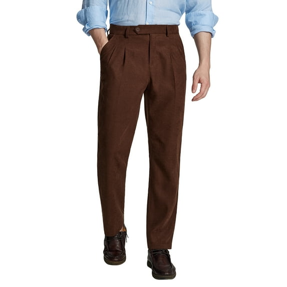 FEDTOSING Pleated Dress Pants for Men Classic Fit 30"/32"/34" Work Pants Casual Old Money Vintage Slacks