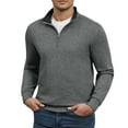 thumbnail image 1 of FEDTOSING Quarter Zip Pullover Sweater Men Vintage Fall V Neck Long Sleeve Polo Fleece Jacket, 1 of 7