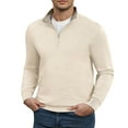 thumbnail image 1 of FEDTOSING Quarter Zip Pullover Sweater Men Vintage Fall V Neck Long Sleeve Polo Fleece Jacket, 1 of 7