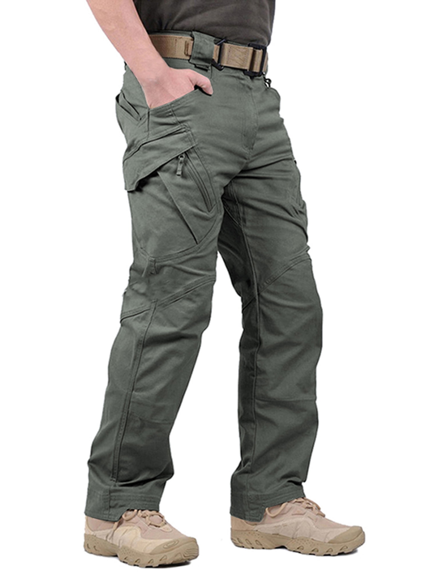 FEDTOSING Relaxed Work Cargo Pants Outdoor Mens Pant Greyish Green,Size