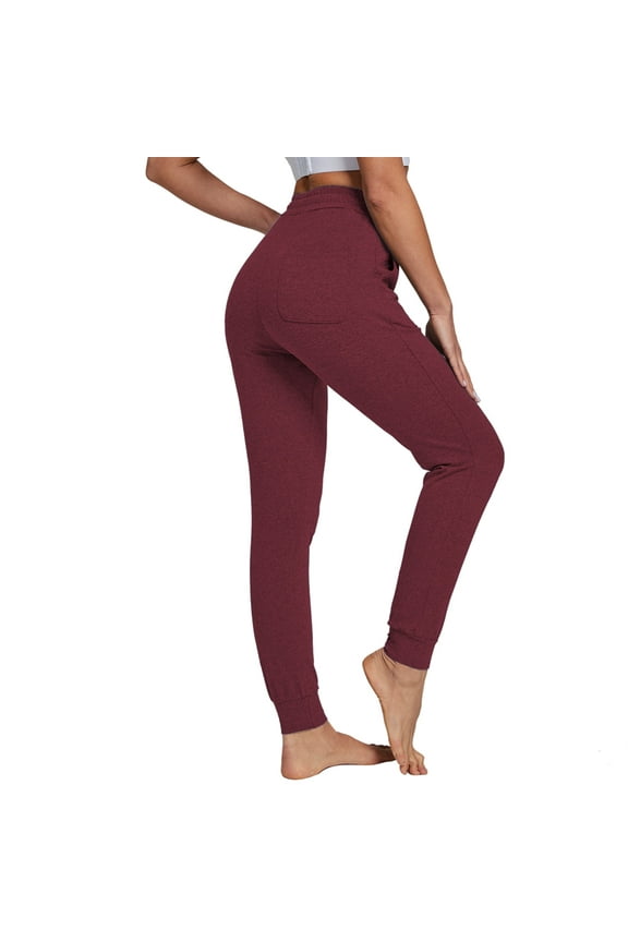 Women's Sweatpants Cotton Jogger Female Drawstring with Pockets Red,up to 2XL