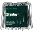 thumbnail image 1 of FEED GARDEN 6 Inch 200 Pack Galvanized Landscape Staples 11 Gauge Anti-Rust Garden Stakes Landscaping Fabric SOD Pins Yard Stakes for Christmas Decoration Weed Barrier Fabric, 1 of 10