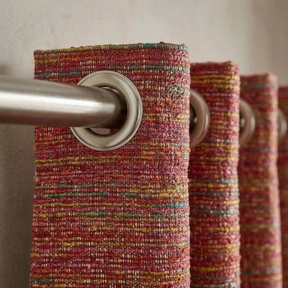 FEEDBACK HOMES Textured Woven Curtains | Multicolor Boho Rustic Drapes (Custom Size)