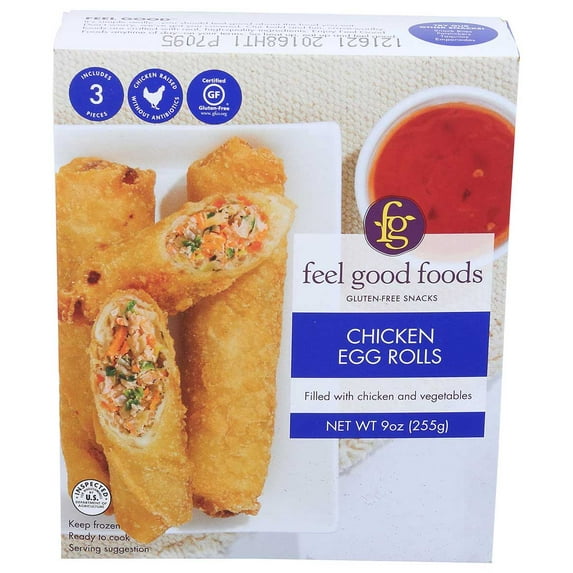 FEEL GOOD FOODS Egg Rolls Gluten Free Chicken, 9 Ounce (Pack of 9)