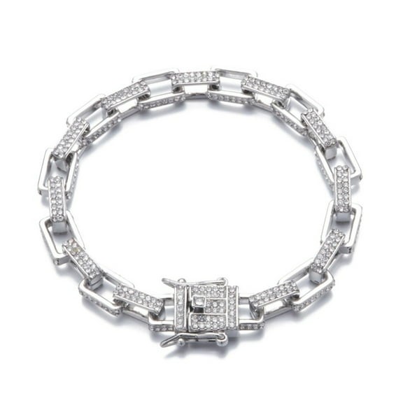 FEEL STYLE Hip Hop Icy Bling Bracelet for Men Women 5A Zircon Rolo Chain Jewelry