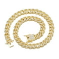 thumbnail image 1 of FEEL STYLE Male 11MM Zircon Gold Plated Streamer Cuban Chain Necklace for Men Women 24", 1 of 5