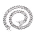 thumbnail image 1 of FEEL STYLE Male 11MM Zircon Silver Plated Streamer Cuban Chain Necklace for Men Women 18", 1 of 5