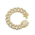 thumbnail image 1 of FEEL STYLE Male 19MM Zircon Gold Plated Fat Cuban Chain Bracelet for Men Teen 8", 1 of 5