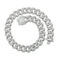 thumbnail image 1 of FEEL STYLE Male 19MM Zircon Silver Plated Fat Cuban Chain Necklace for Men Teen 20", 1 of 5