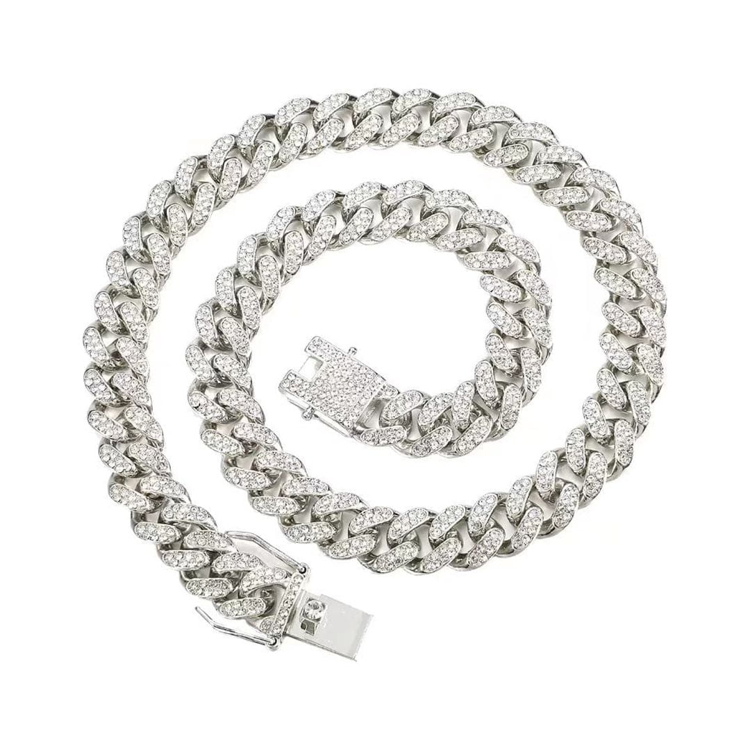 Mens silver hotsell iced chain