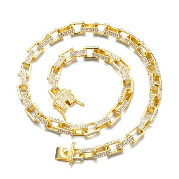 FEEL STYLE Male Hip Hop Icy Bling Necklace for Men Women 5A Zircon Rolo Chain 8MM 18"