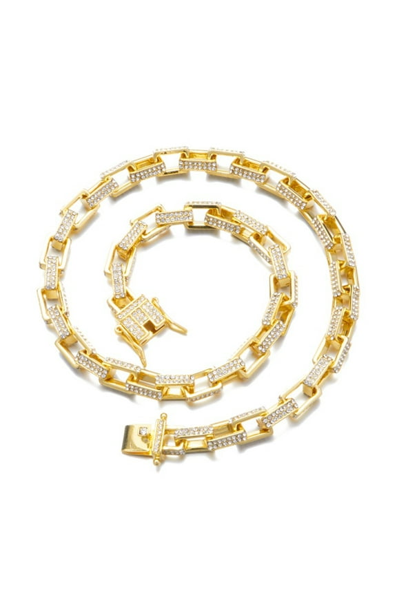 Male Hip Hop Icy Bling Necklace for Men Women 5A Zircon Rolo Chain 8MM 18"