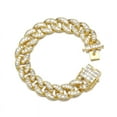 thumbnail image 1 of FEEL STYLE Male Lump Zircon Gold Plated Cuban Chain Bracelet for Men Teen 15MM 8", 1 of 5