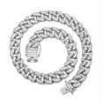 thumbnail image 1 of FEEL STYLE Male Lump Zircon Silver Plated Cuban Chain Necklace for Men Teen 15MM 18", 1 of 5