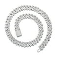 thumbnail image 1 of FEEL STYLE Male Silver-Plated Cuban Chain Necklace 12MM Iced Out Zircon Men Women Hip Hop Jewelry 22inch, 1 of 5