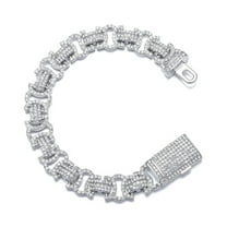 FEEL STYLE Male Zircon Byzantium Chain Bracelet for Men Women Hip Hop Jewelry 12MM 7"